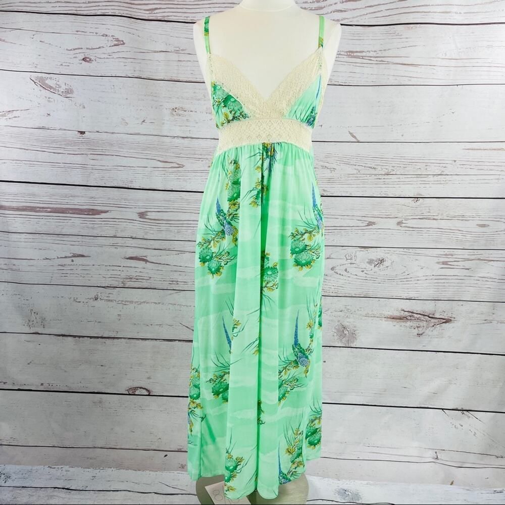 nightgown green cream lace sheer nighty